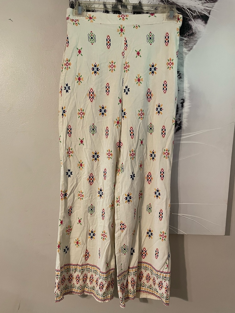 Midnight Sky wide leg Bohemian geo Aztec Print Palazzo style pants bottoms Large